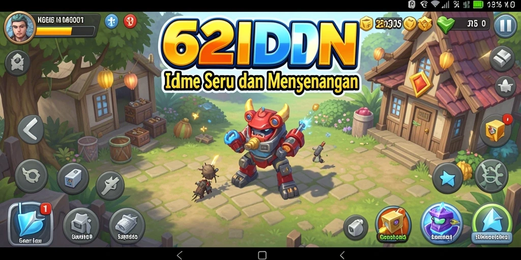 Screenshot gameplay 62IDN menunjukkan karakter yang sedang mengumpulkan sumber daya.