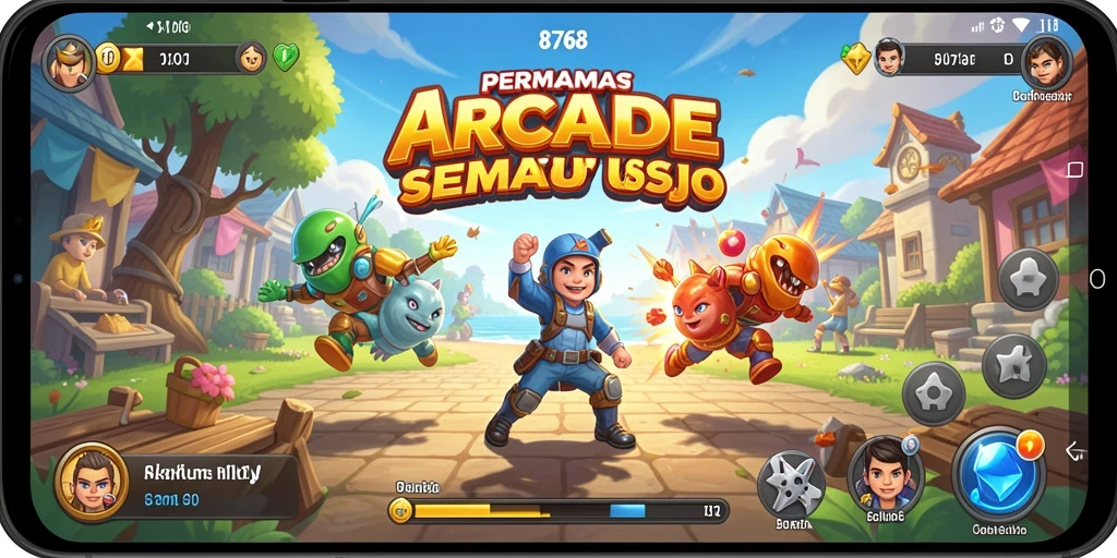 Screenshot permainan 8768 menunjukkan keseruan gameplay arcade yang penuh aksi.