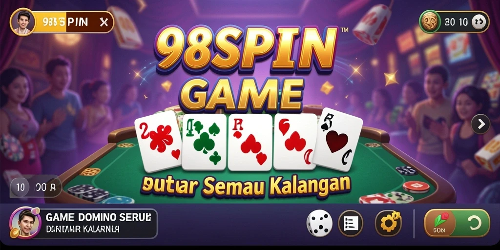 Gameplay seru dalam aplikasi 98SPIN yang menampilkan Domino.