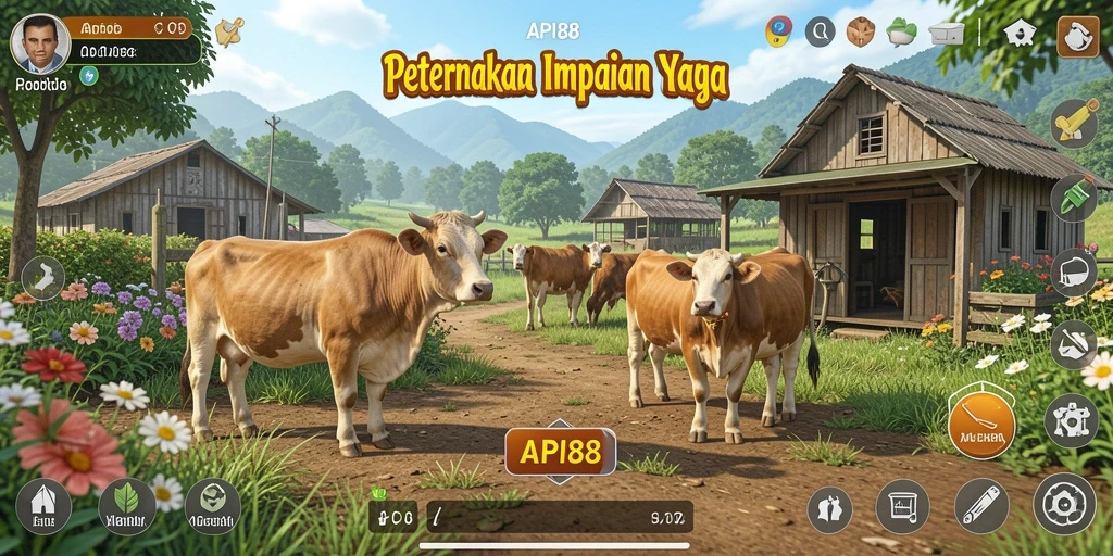 Tampilan gameplay menakjubkan dari API88 dalam lingkungan pertanian.