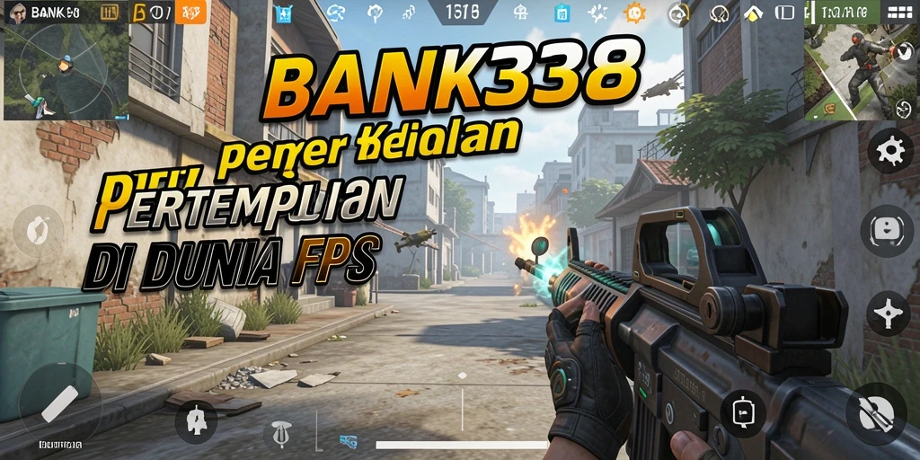 Gameplay BANK338 menampilkan pertempuran intens di arena FPS.