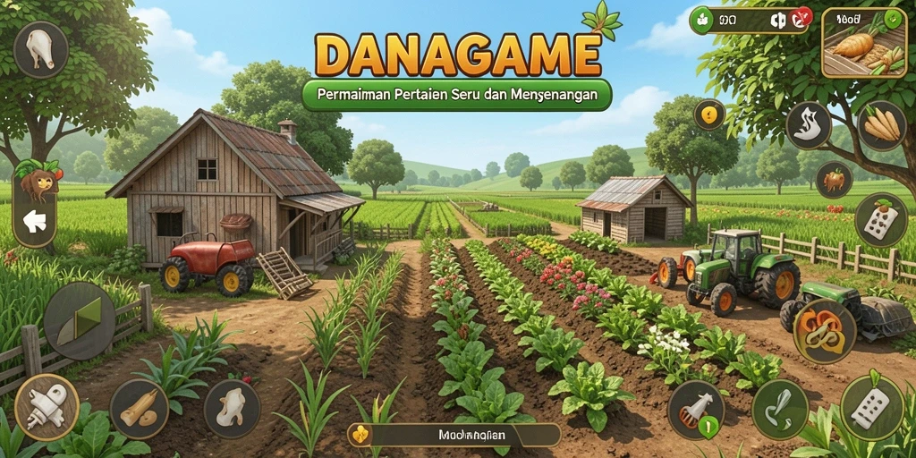 Tampilan gameplay menarik saat bertani di DANAGAME.