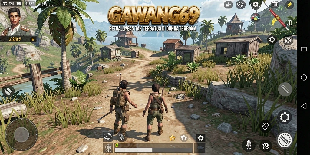 Screenshot gameplay GAWANG69 menampilkan keindahan dunia terbuka yang luas.