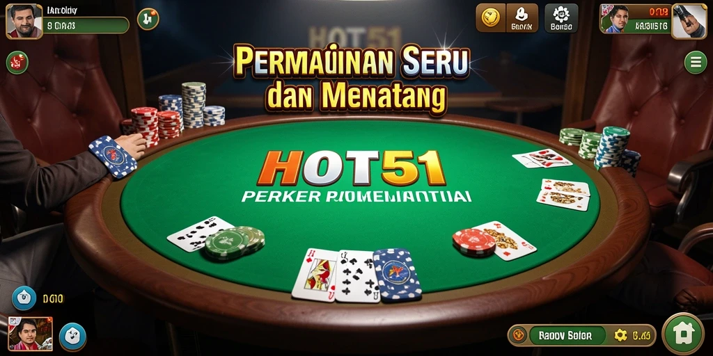 Tangkapan layar dari permainan Poker yang mendebarkan di HOT51.
