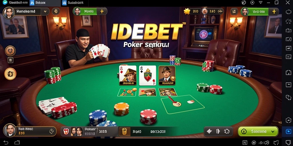 Tampilan gameplay Poker yang menarik dan interaktif di IDEBET.