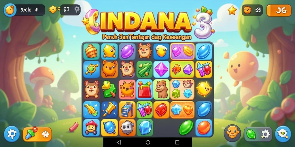 Tampilan gameplay <strong>INDAAA</strong> yang seru dalam mencocokkan elemen.