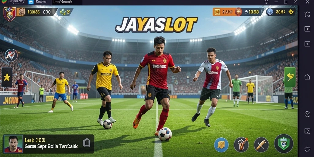 Tampilan gameplay JAYASLOT dengan aksi sepak bola yang mendebarkan.