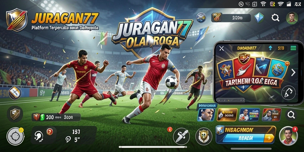 Tampilan menarik dari aplikasi JURAGAN77 dengan fitur taruhan olahraga.