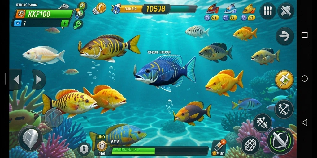 Tampilan gameplay seru dari KPK100 saat menangkap ikan.