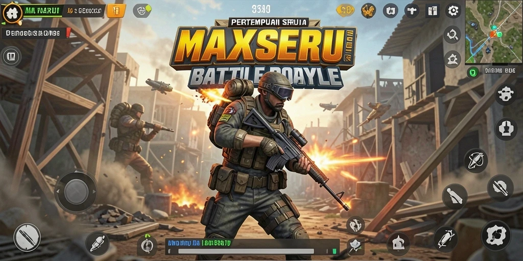Gameplay seru MAXSERU di medan perang Battle Royale.
