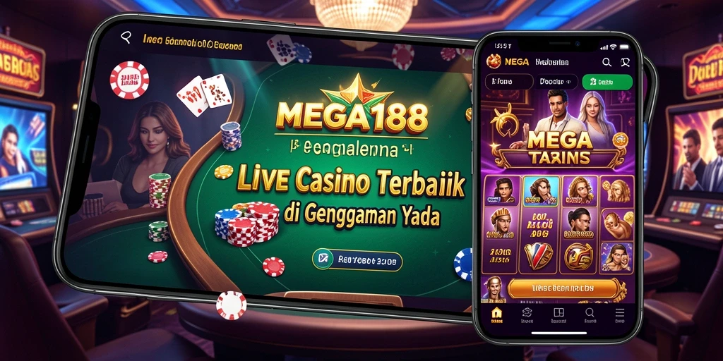Screenshot utama MEGA188 menampilkan gameplay Live Casino yang interaktif dan mendebarkan.