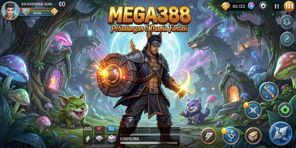 Tampilan permainan MEGA388 menampilkan petualangan seru di dunia fantasi.