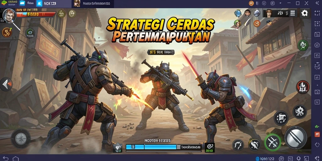 Tangkapan layar utama NOX123 menampilkan intense pertempuran strategi.