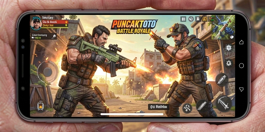 Tampilan seru dari gameplay PUNCAKTOTO di arena Battle Royale.