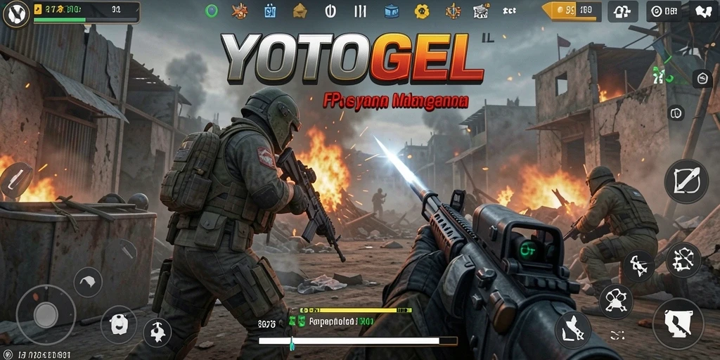 Screenshot gameplay YOTOGEL yang menampilkan aksi tembak-menembak yang intens.